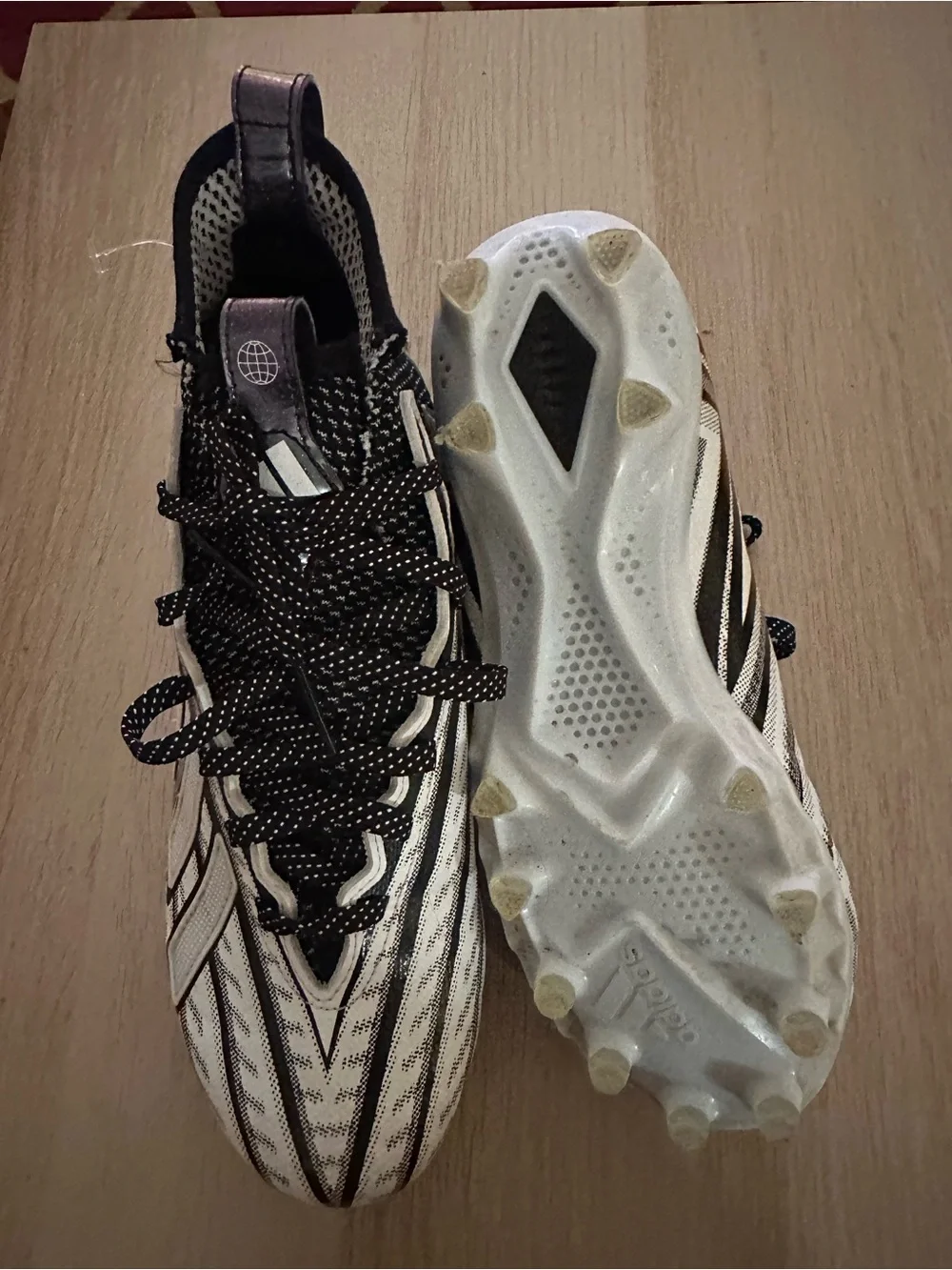 adidas Black and White Athletic Cleats with Knit Collar